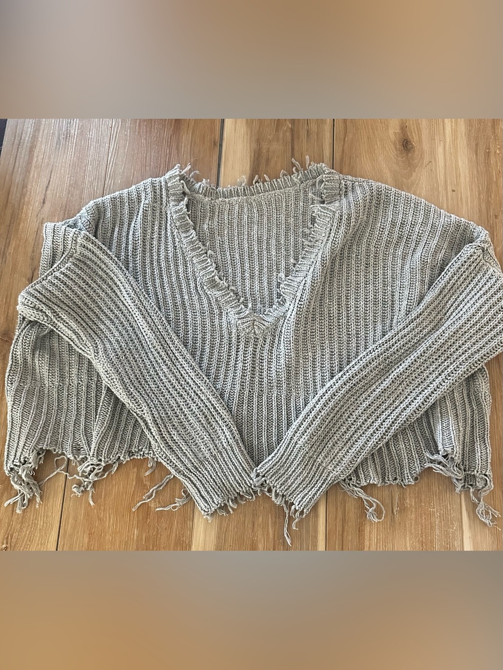 LUSH Distressed Knit Crop Sweater M